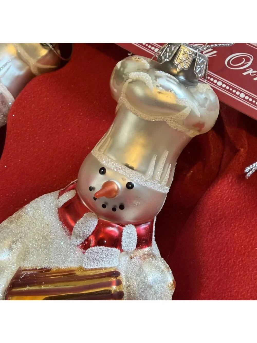 Williams Sonoma Limited Edition Baker Chef Snowman Glass Holiday Ornaments 2005